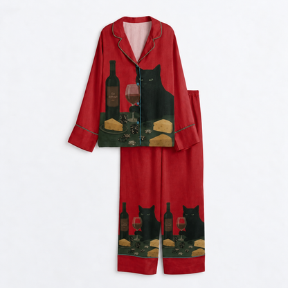 Black Cat Wine & Cheese Satin Pajama Set, Short Sleeve Button-Up Sleepwear, Funny Cat Print Loungewear, Gift for Cat Lovers 7244f97b-b9e0-40d0-8ab4-5deed2c0d4dc-B-ng-n-n-studio-vu-ng-4.png