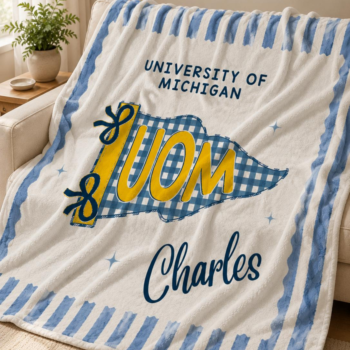 Custom School Pennant Flag Blanket, College Graduation Gift, Class of 2026 University Spirit Striped Pillow, Senior Night, College Bed Party 7246e000-7d74-4907-8d11-0b837d094f0f-1.png