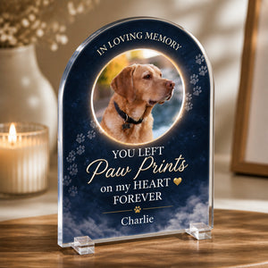 Pet Memorial Acrylic Standee – Paw Prints On My Heart - Personalized Acrylic Custom shape Standing 1 layer (FS) 724a38f5-462f-4b94-aa48-882b9aab176e.jpg