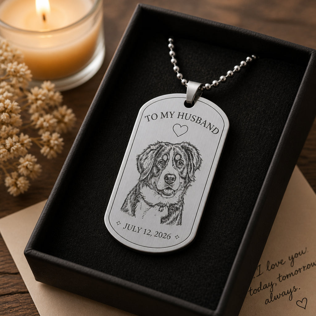 To My Husband Pet Portrait Engraved Dog Tag - Personalized Engraved Dog Tag 724b7444-98a8-4255-8490-da63c3f58f74.jpg