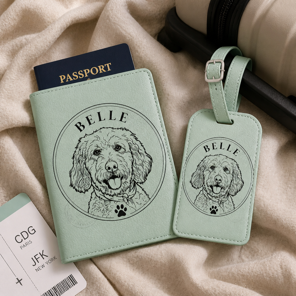Custom Pet Portrait Passport Holder – Photo to Line Art + Name - Personalized Passport Holder Lugagge Tag Set 727da028-bd3d-4c9f-836e-f2b8eb2df163.png