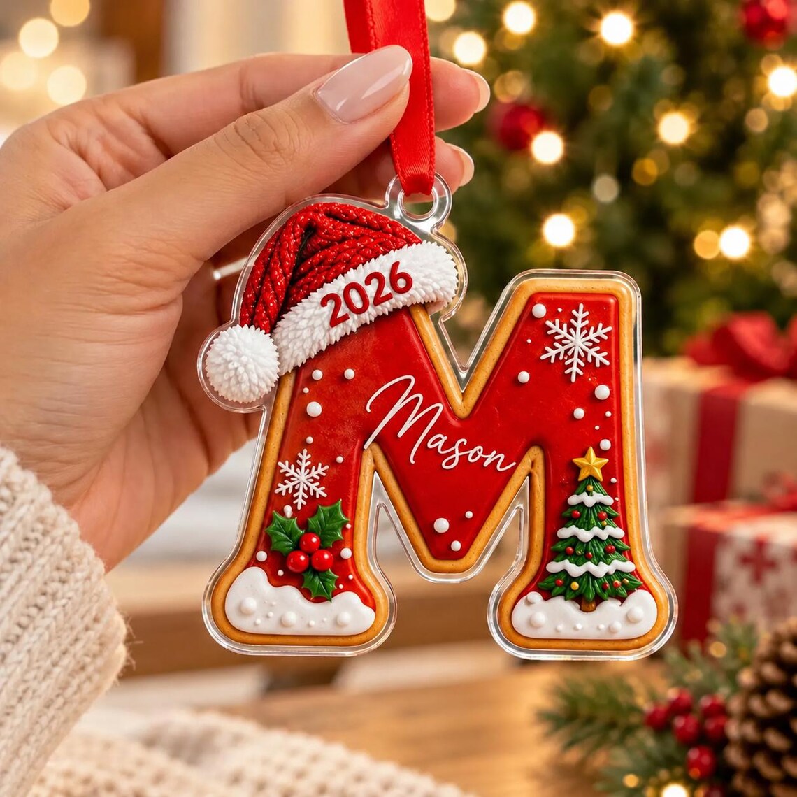 Personalized Gingerbread Kid Christmas Ornament, Custom Name Initial Letter with Year, Kids Holiday Keepsake, Christmas Tree Decoration Gift 72898621-7427-40b3-bb0b-80bbeea381d3-3.jpg
