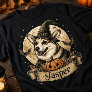 Custom Name Witchy Corgi Halloween T‑Shirt - Personalized T-shirt 7298316d-736d-431b-9c09-4e5ec3f02bec.jpg