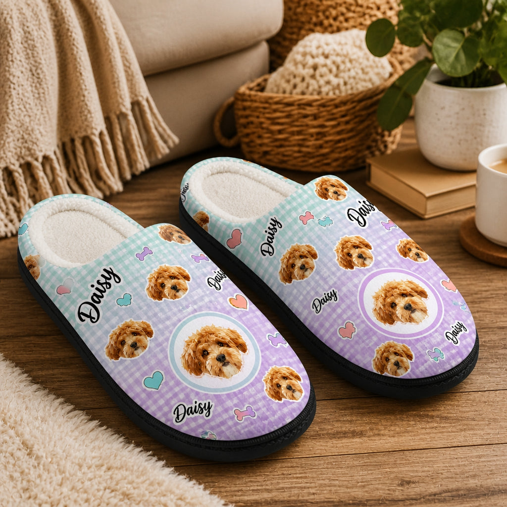Custom Pet Face & Name Pattern Fleece Slippers - Personalized Fleece Slipper 7299663b-3fd7-425e-b6ab-a05470a794d8.jpg