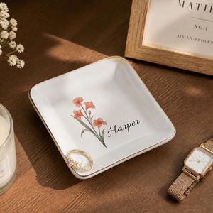 Personalized Birth Flower Ring Dish, Custom Name Jewelry Tray, Bridesmaid Gifts for her 729a1eed-9370-47ef-a5e6-01bc532a4c2a-3.png