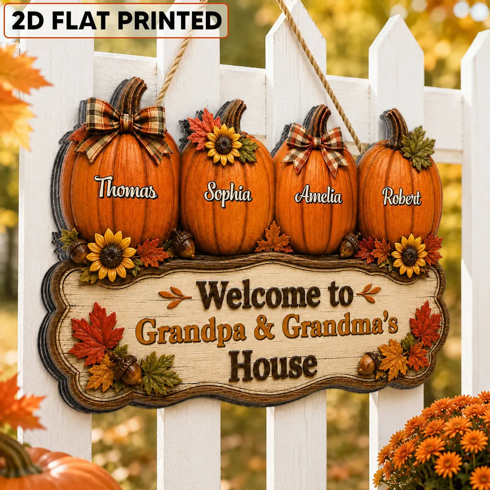 Cozy Warm Fall Season Vibe Little Pumpkins Welcome To Grandma Grandpa House - Personalized Wood Sign - Fall Decoration For Grandparents 72a695fc-2fa8-423b-8bc8-42ef0fb26d2b-banner-2.webp