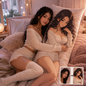 Personalized AI Anime Photo Pillow With Pillowcase – Custom Waifu Style Gift