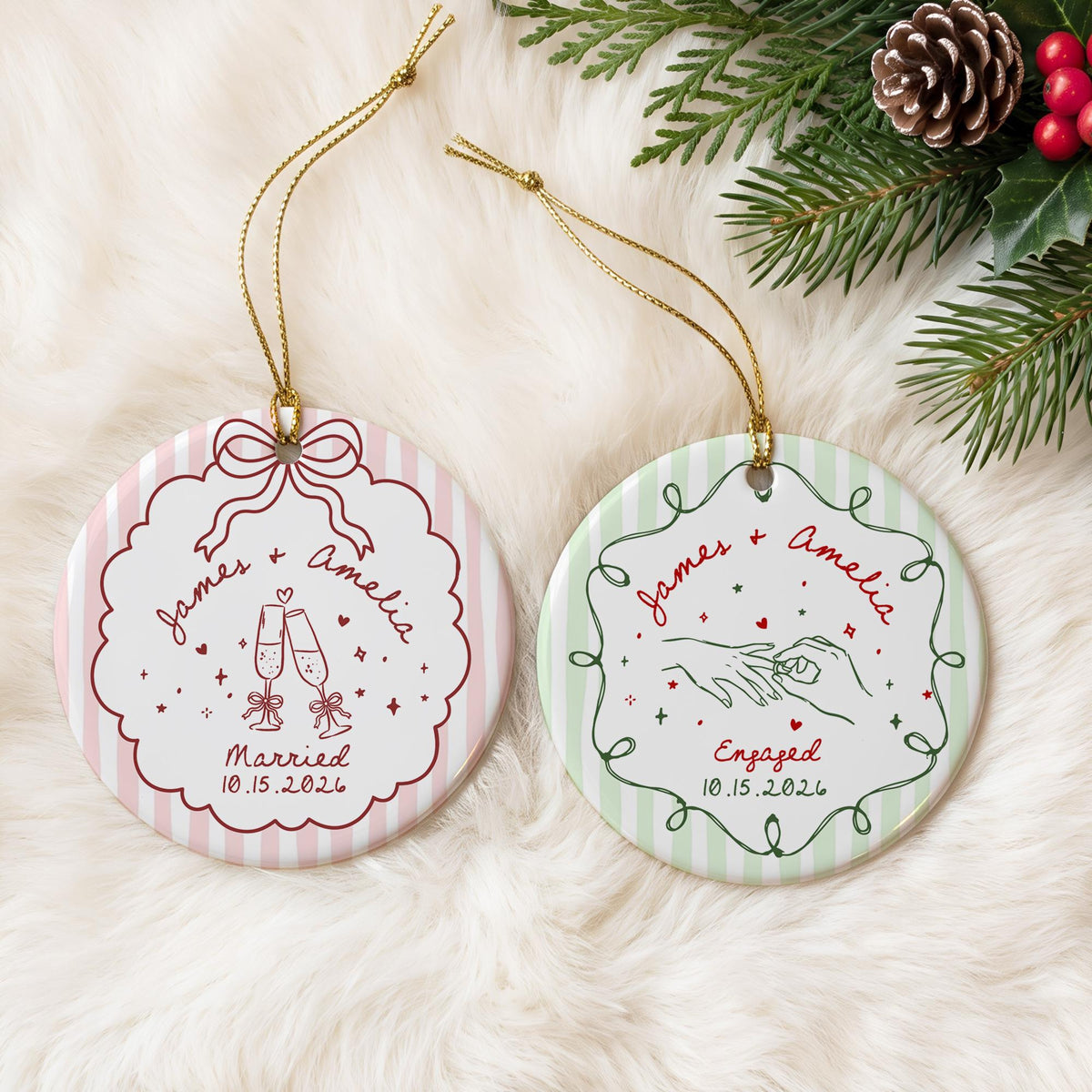 Personalized Wedding Keepsake Ornament – Custom Couple Names and Date Ceramic Engagement or Newlywed Gift 72ceb551-e592-4506-99f2-93235e51444e-4.jpg