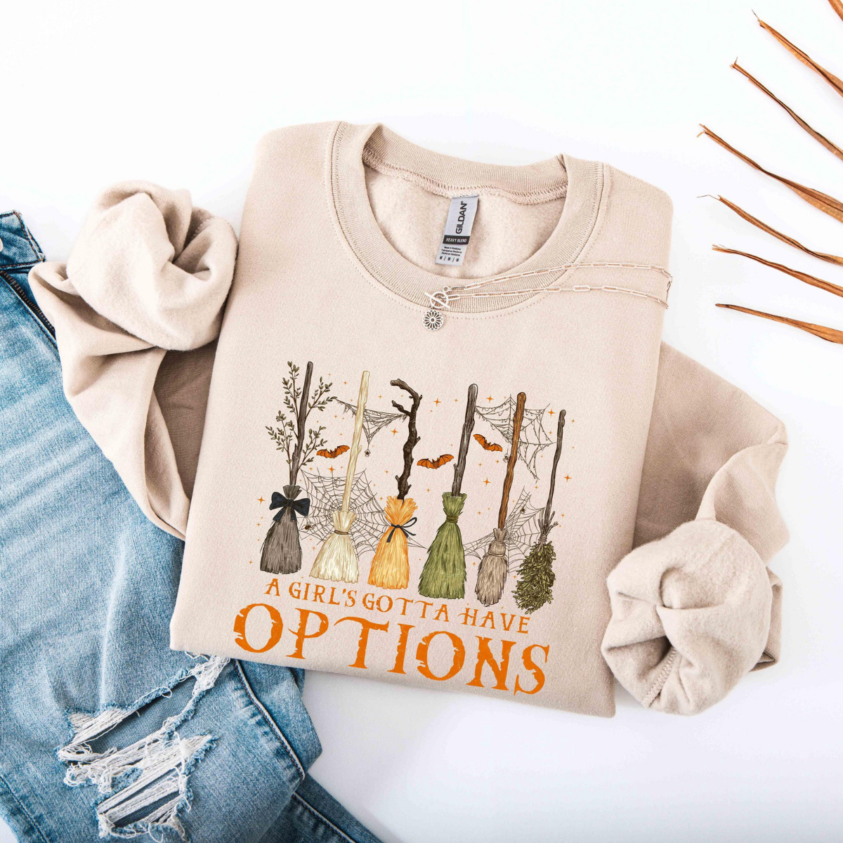A Girl Gotta Have Options Sweatshirt, Retro Halloween Sweater, Witches Halloween Sweat, Spooky Season Feeling Witchy Sweat, Trendy Halloween 72d49198-bba1-4601-a582-601a5a113bea-3.png