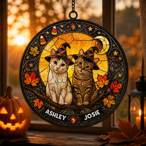 Halloween Stained-Glass Pet Suncatcher – Upload 1–2 Pets + Names - Personalized Suncatcher Stained Glass 72e6b20b-f62a-4c21-9c51-89e57f7719f3.jpg