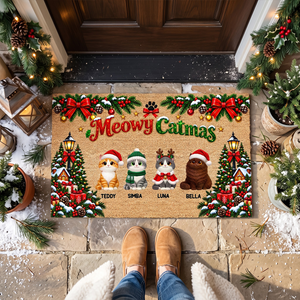 Christmas Meowy Catmas Cute Cats - Personalized Doormat - Christmas Gift For Cat Lovers, Christmas Decor 72e90a8b-a828-4ed2-b325-4f8425769fab-MOCKUP-5.png