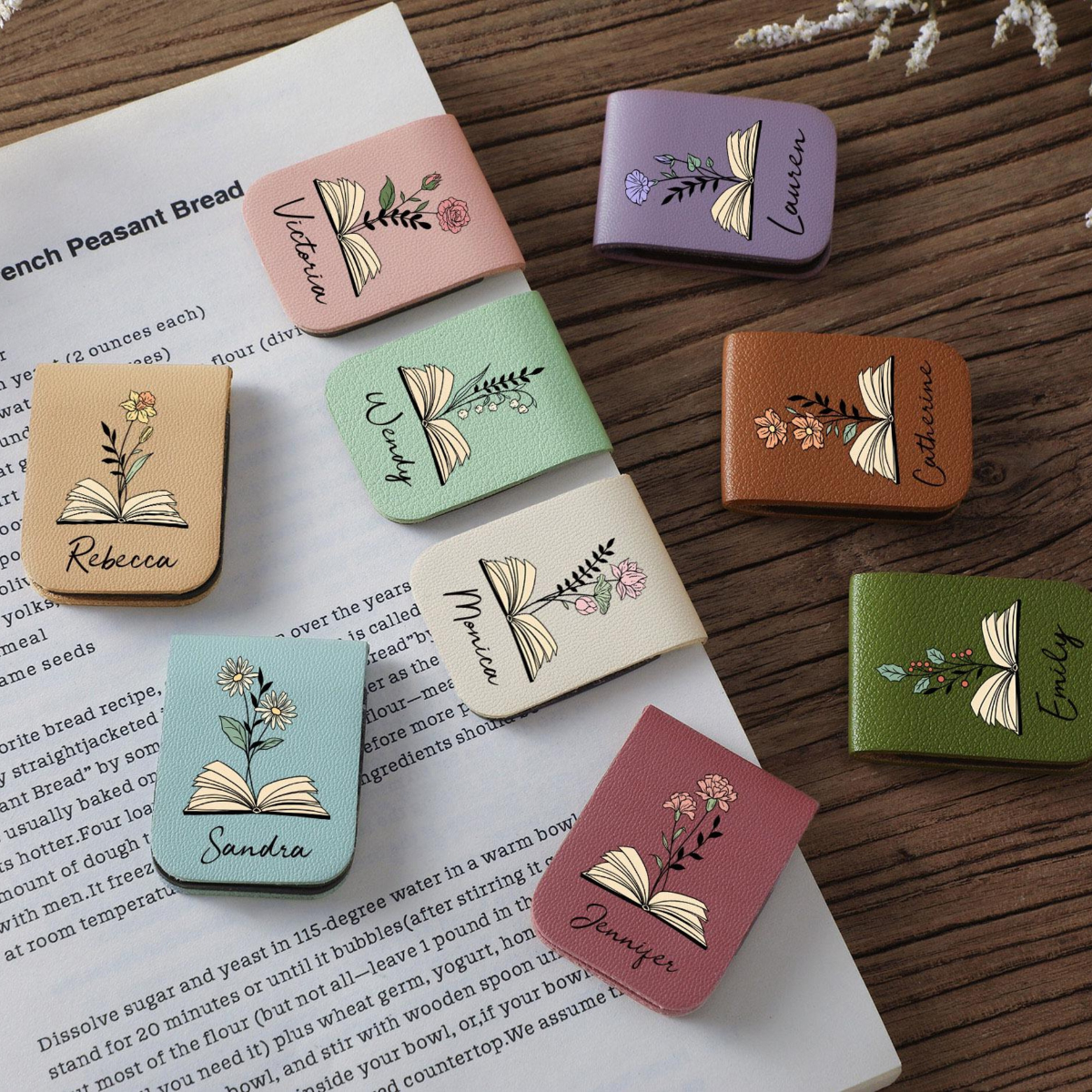 Personalized Birth Flower Magnetic Bookmark, Custom Name Leather Bookmark, Birthday Gift For Book Lover 72ec79f7-ceed-441b-a0d5-a0a8a6f8f054-1.png