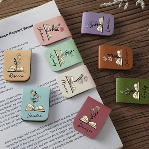 Personalized Birth Flower Magnetic Bookmark, Custom Name Leather Bookmark, Birthday Gift For Book Lover 72ec79f7-ceed-441b-a0d5-a0a8a6f8f054-1.png
