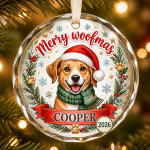 Merry Woofmas Dog Ornament — Custom Quote, Pet Name & Year - Personalized Crystal Ornament 72ef428a-6eb8-4a7f-8efc-ffdfc73a38aa.png