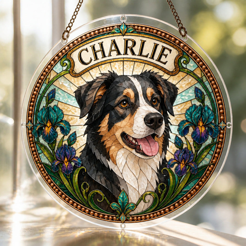 Custom Stained‑Glass Pet Portrait Suncatcher – Photo to Art with Name - Personalized Suncatcher Ornament 7310ed97-644c-4bd5-af2e-3598fcd11203.jpg