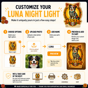 Custom Día de los Muertos Pet Night Light – Photo-to-Sugar-Skull Portrait with Name - Personalized Acrylic Night Light 7318a5a3-b44c-437c-a936-daf93fa4a654.jpg