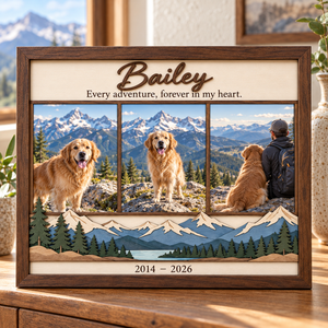 Personalized Dog Memorial Photo Frame, Custom Wooden 3 Photo Collage, Beach Adventure Pet Keepsake, Loss of Dog Sympathy Gift 732120db-5bb9-4617-a0b0-2d2f03e32f5b-Bailey-s-Mountain-Memories-Memorial-Frame-1.png