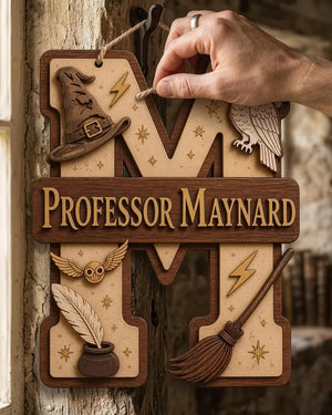 Personalized Wizard Initial Wooden Sign, Custom Teacher Door Hanger, Magical Professor Name Gift 7321a56f-8151-4984-999d-071c01649f0d-hrtfhju-2-.webp