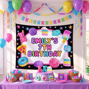 Kawaii Birthday Party Backdrop, Custom Name Tapestry, Colorful Dumpling Plush Decor, Sweet Treats Banner, Cute Food Dessert Wall Hanging 7357c55b-2a34-4bb6-805d-b3ab06245fa1-5.jpg