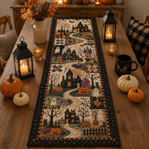 Halloween Quilted Table Runner, Fall Table Runner, Pumpkin Cat Ghost Bat Table Decor, Spooky Autumn Dining Table Runner Halloween Home Decor 73615b71-f501-4008-8954-5aaa32de4341-1.jpg