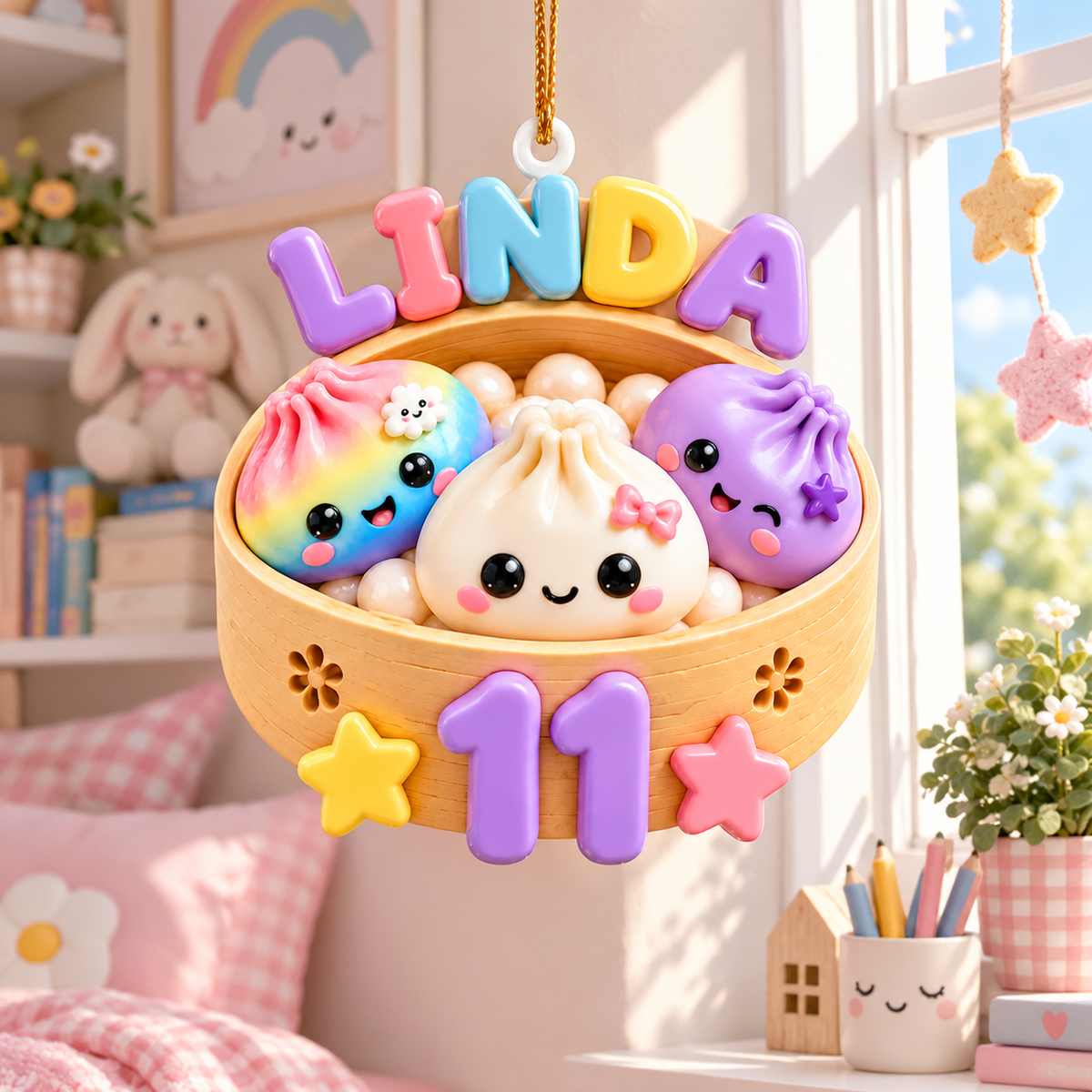Personalized Glitter Dumpling Ornament, Acrylic Squishy Style  Ornament, Holiday Decor, Christmas Gift For Kid 7381b5d6-c3fd-43e4-b8d3-1bb3dfcf618e-Linda-s-Kawaii-Dumpling-Birthday-Charm.png