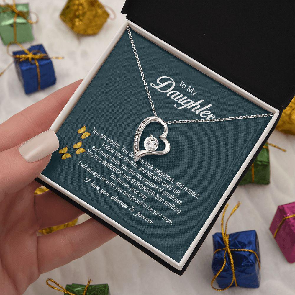 To My Daughter You Are Worthy, Necklace With Message Card, Gift For Daughter, From Parents To Daughter 739.jpg