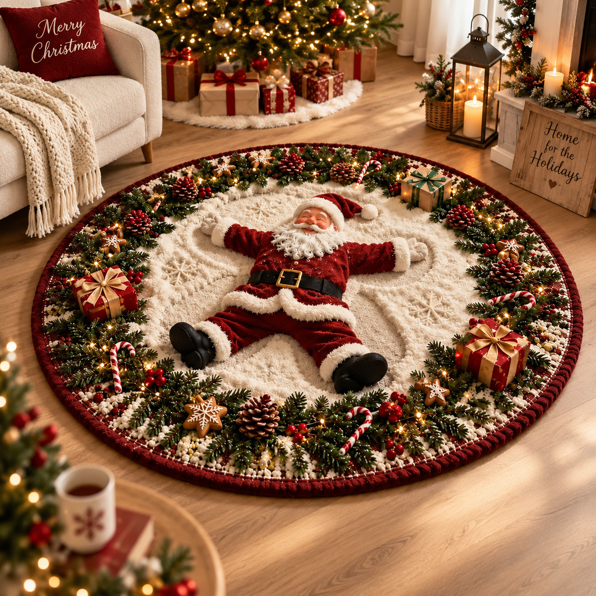 3D Santa Christmas Round Rug, Xmas Home Decor, Festive Floor Rug, Christmas Area Rug 73a1983f-8481-4a2e-b060-3d85c8eca0c5-fc3be5e9-93ef-48f0-be56-2baa689c540a.png