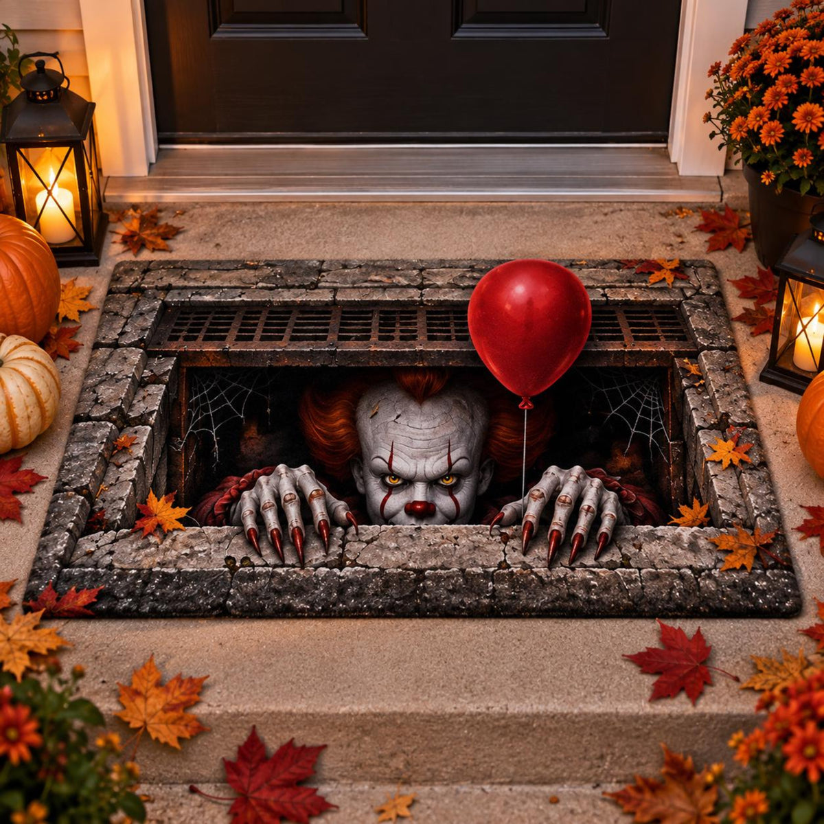 Scary Clown Halloween Doormat, 3D Illusion Horror Rug, Creepy Clown Welcome Mat, Spooky Red Balloon Door Mat, Haunted House Decor 73b65223-fb66-40c3-8f29-24580af54965-1.jpg
