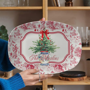 Personalized Red Toile Christmas Platter, Holiday Serving Tray, Custom Family Name, Festive Dinnerware, Chinoiserie Platter, Hostess Gift 73db55c8-d96a-4bdc-86e9-7db3426aea85-3.jpg