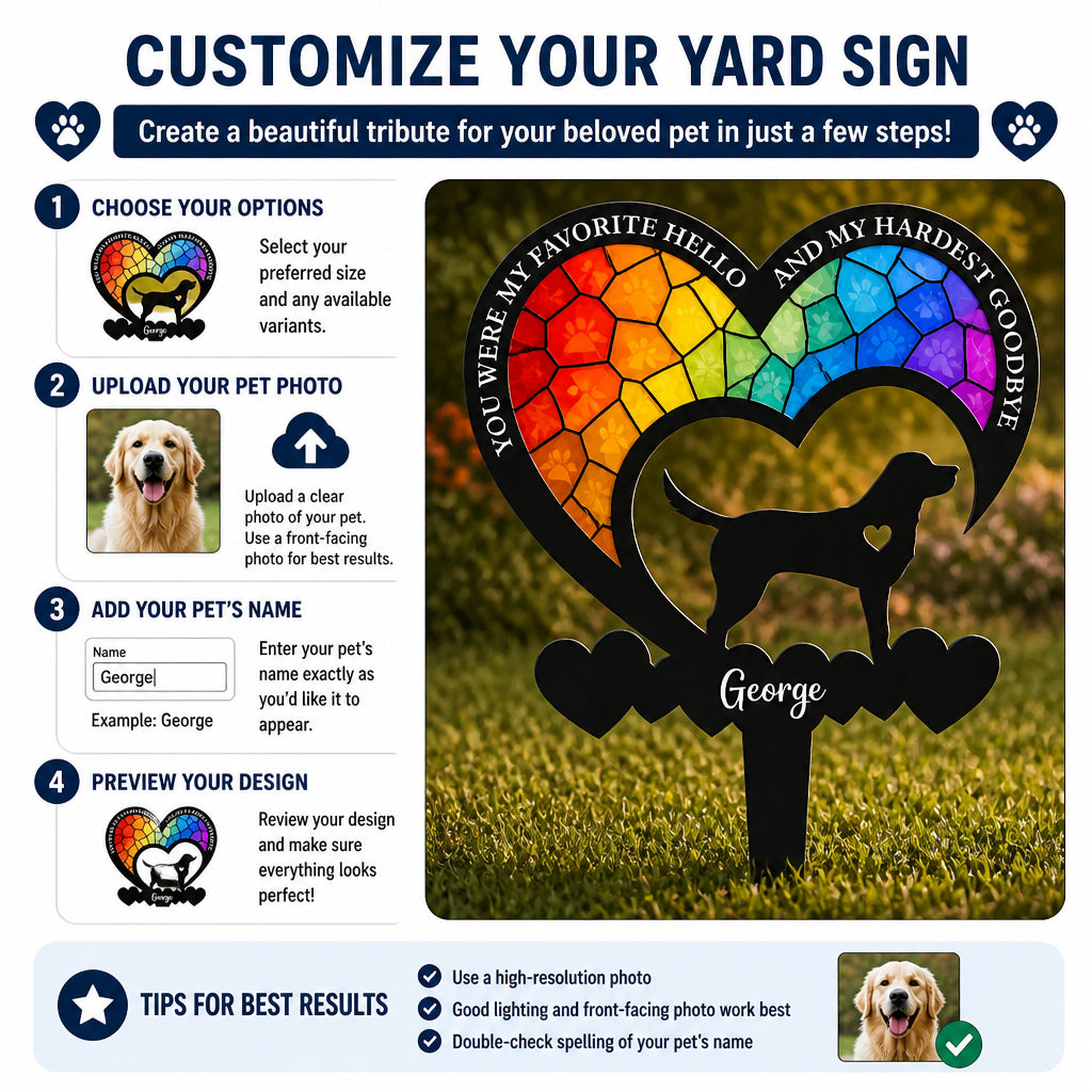 Pet Memorial Yard Sign – Favorite Hello Hardest Goodbye (Stained-Glass Rainbow) - Personalized Yard Sign 741ab1a3-530b-4bfc-8526-acf38880bb7a.jpg