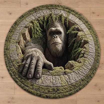 Bigfoot Round Mat, Sasquatch 3D Illusion Rug, Forest Creature Floor Mat, Rustic Cabin Decor, Cryptid Rug, Bigfoot Lover Gift 74202054-06e4-45a9-906b-3f0545e0a22f-Th-m-tr-n-kh-t-o-gi-c-2.png