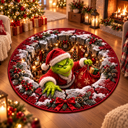 3D Christmas Green Round Rug, Christmas Green Round Fannel Door Mat, Xmas Home Decor, Christmas Decor Winter Wonderland Gift 7424c372-208f-486e-8908-943542cace0a-fhghjgh-1-.png