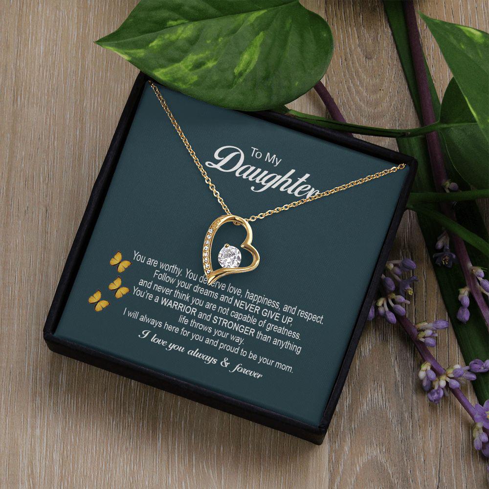 To My Daughter You Are Worthy, Necklace With Message Card, Gift For Daughter, From Parents To Daughter 742.jpg