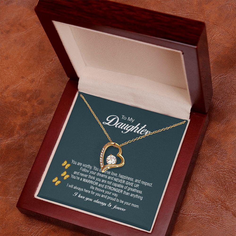 To My Daughter You Are Worthy, Necklace With Message Card, Gift For Daughter, From Parents To Daughter 743.jpg