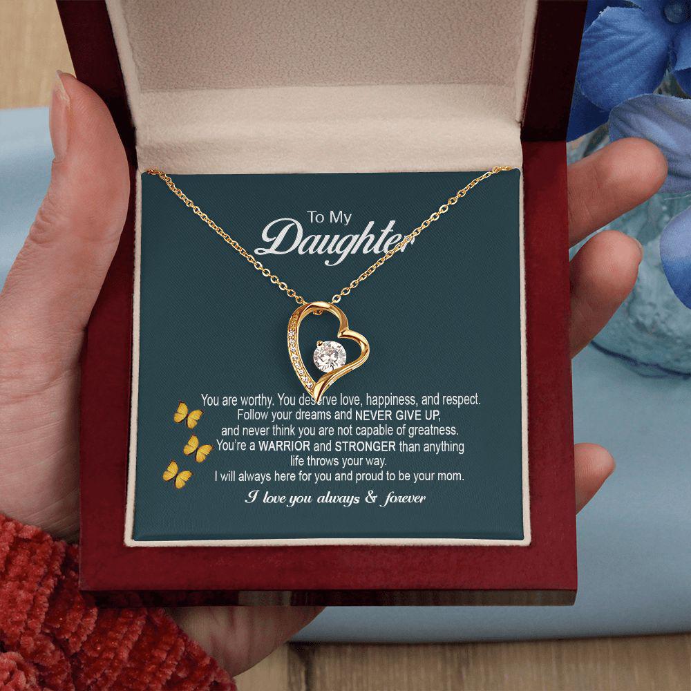 To My Daughter You Are Worthy, Necklace With Message Card, Gift For Daughter, From Parents To Daughter 744.jpg