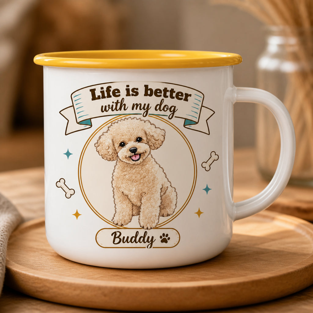 Personalized Dog Campfire Mug – Life Is Better With My Dog – Photo-to-Art Portrait & Name - Personalized Campfire Mug 7453b386-1e77-4738-8b80-cc6736cfca93.jpg