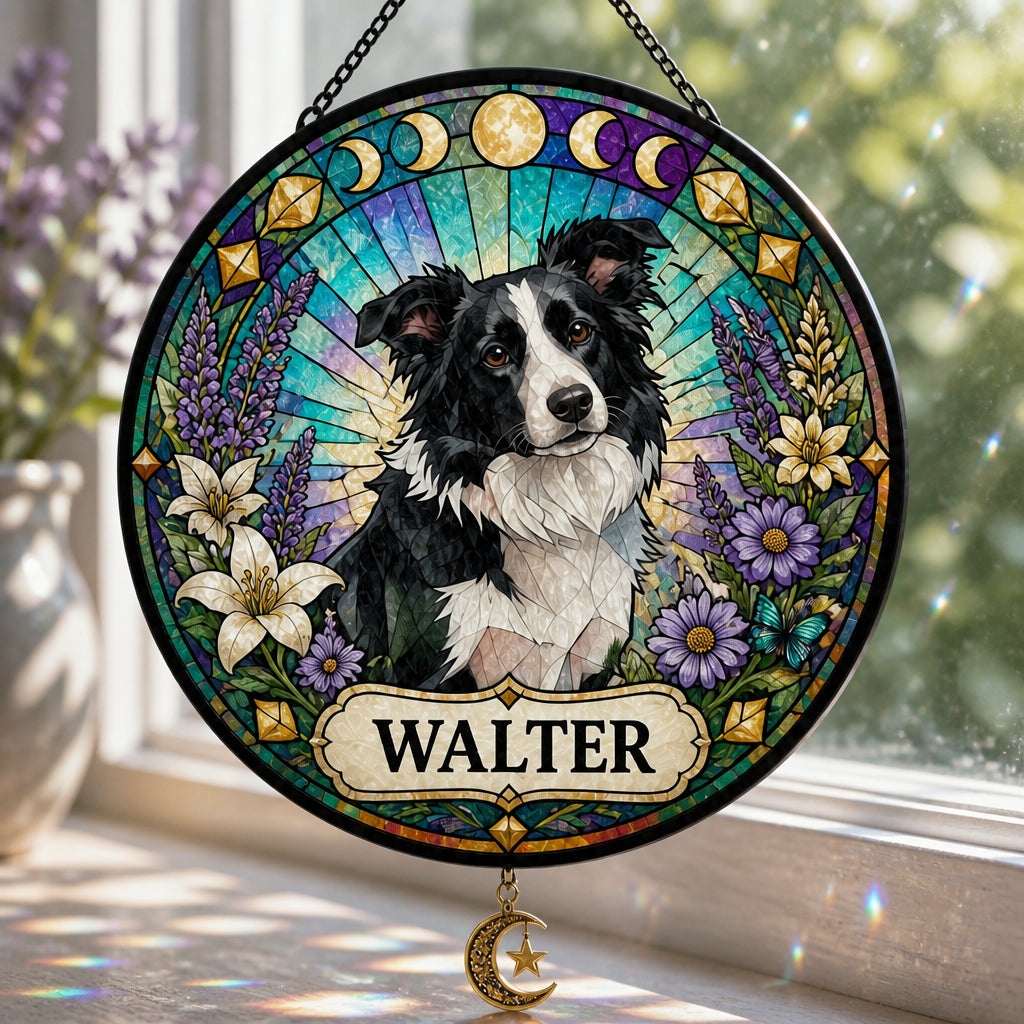 Custom Stained-Glass Pet Suncatcher – Photo-to-Art with Name - Personalized 1 Layered Suncatcher with Charm 74577a71-11a2-43b2-b1ec-e3051995b2ce.jpg
