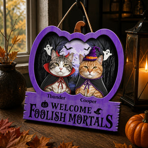 Halloween Cat Portrait Wood Sign — Welcome Foolish Mortals - Personalized Wood Sign 74804182-ccaa-457f-a4e0-ebb75bea1102.jpg