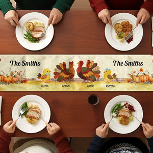 Thankful Goose Turkey Autumn Leaves Cozy Fall Decor - Personalized Table Runner 74de1455-b8d1-4e64-982d-8f84af0e7bad-4.jpg