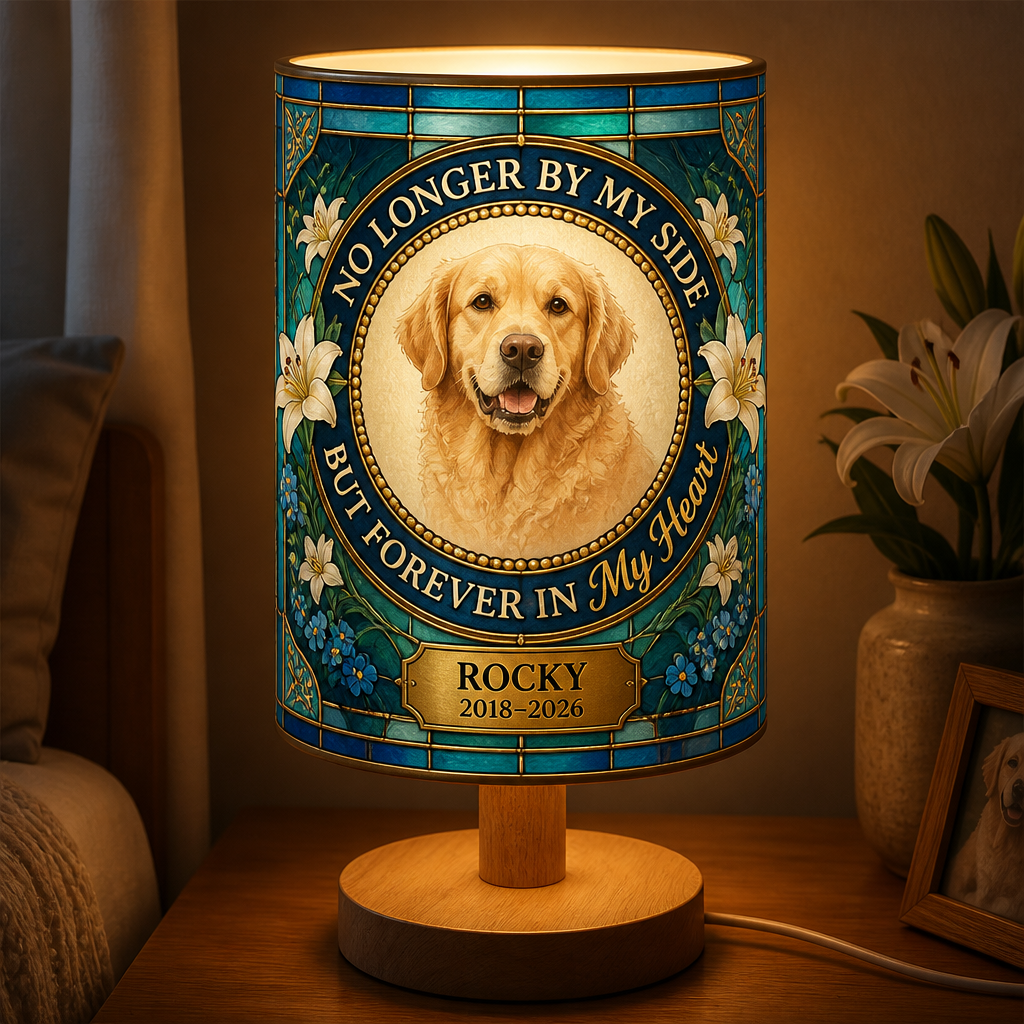 Pet Memorial Fabric Lamp – Forever In My Heart (Photo + Name + Years) - Personalized Custom Fabric Lamp 74e56504-be97-4a2c-ae01-04bf09d1d99d.png