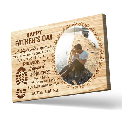Personalized Stepped up Dad Happy Father s Day Canvas, Gifts For Step Dad On Fathers Day, Stepped Up Dad Gifts, Personalized Step Dad Gifts