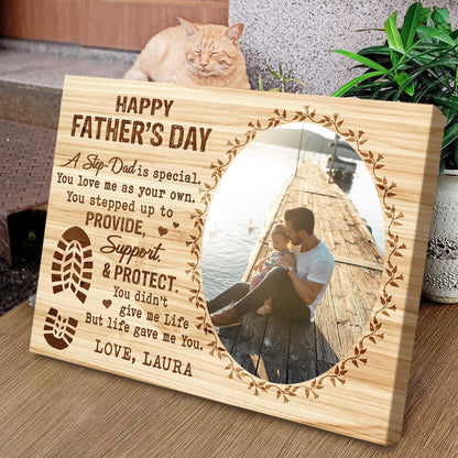 Personalized Stepped up Dad Happy Father s Day Canvas, Gifts For Step Dad On Fathers Day, Stepped Up Dad Gifts, Personalized Step Dad Gifts