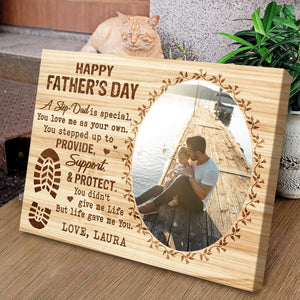 Personalized Stepped up Dad Happy Father s Day Canvas, Gifts For Step Dad On Fathers Day, Stepped Up Dad Gifts, Personalized Step Dad Gifts