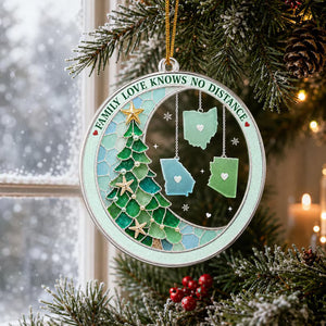 Family Love Knows No Distance Acrylic Ornament, Personalized Family Name Christmas Ornament, Long Distance Keepsake, Gift for Loved Ones 75099dd9-e75b-44c2-89c0-da2690f3ddfc-dsf-2-.jpg