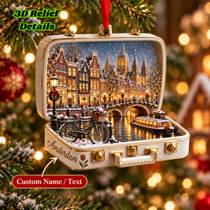 Personalized Amsterdam 3D Suitcase Ornament – Custom Name Netherlands Christmas Keepsake for Amsterdam Lovers & Travelers 753bffde-b33f-4bdd-a25c-4ab11452e0e5-mockup-annotated-1789441235206.png