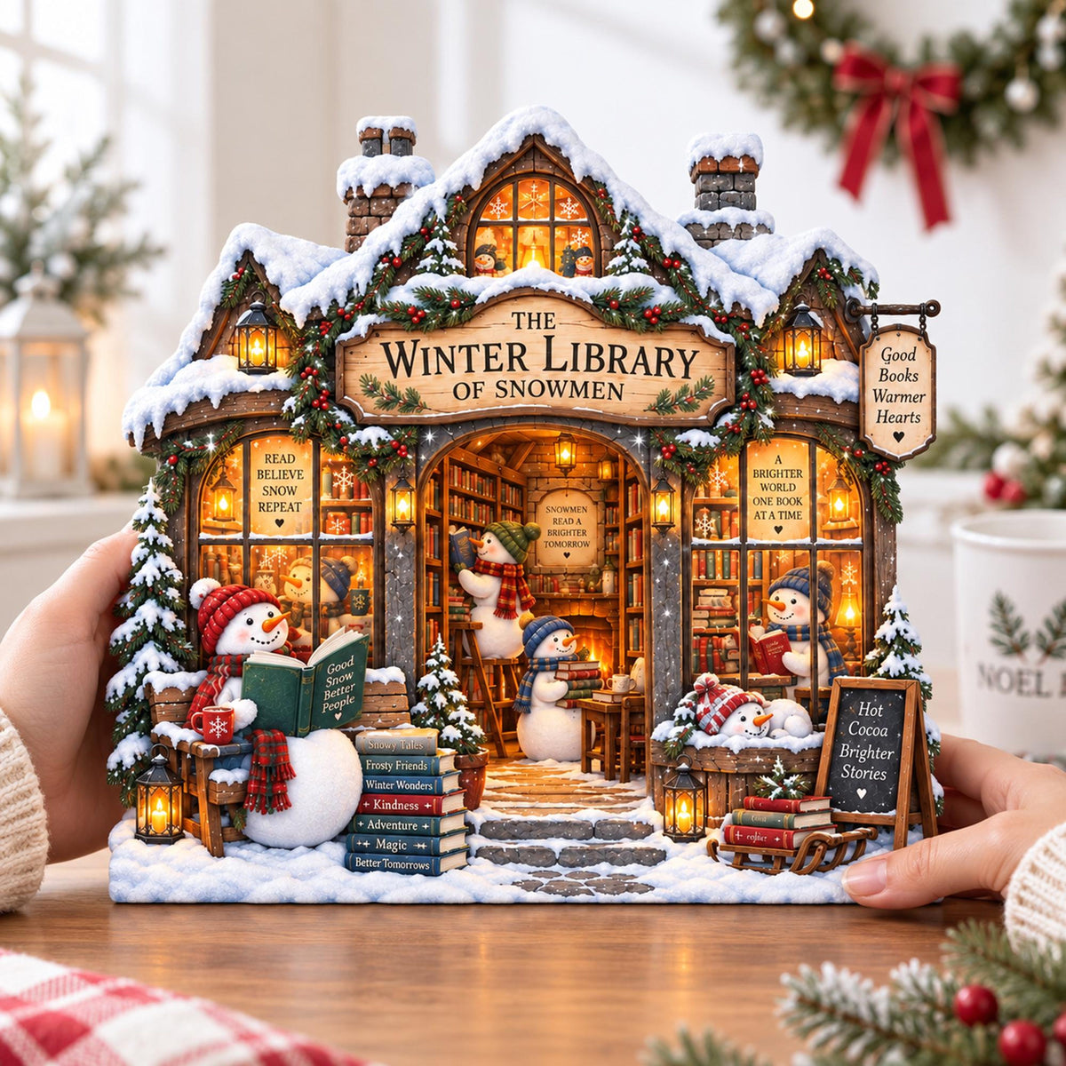 Personalized Snowman Library Wooden Block, Personalized Winter Bookshop Christmas Decor, Book Lover Shelf Sign, Reading Lover Gift 75589864-67a0-4092-8302-b0aa63e24640-5.jpg