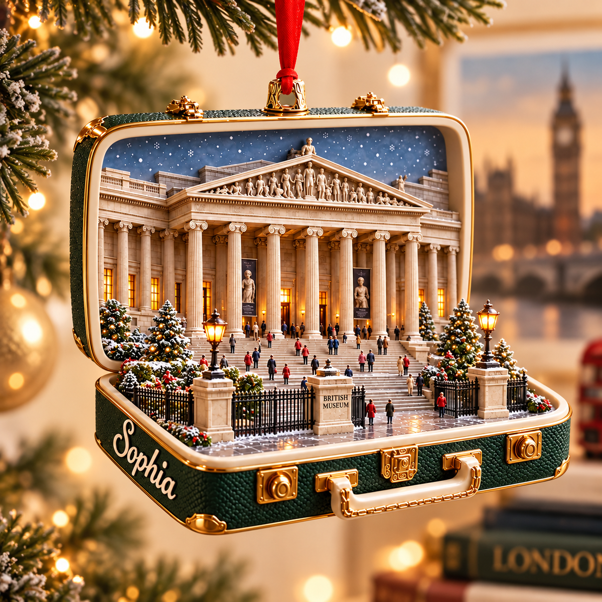 Personalized 3D British Museum Suitcase Christmas Ornament – London UK Travel Souvenir & Gift for London Lovers 755d0467-c653-4bb0-af0a-5b963fd02d2c-Hanging-British-Museum-Christmas-Ornament-2.png