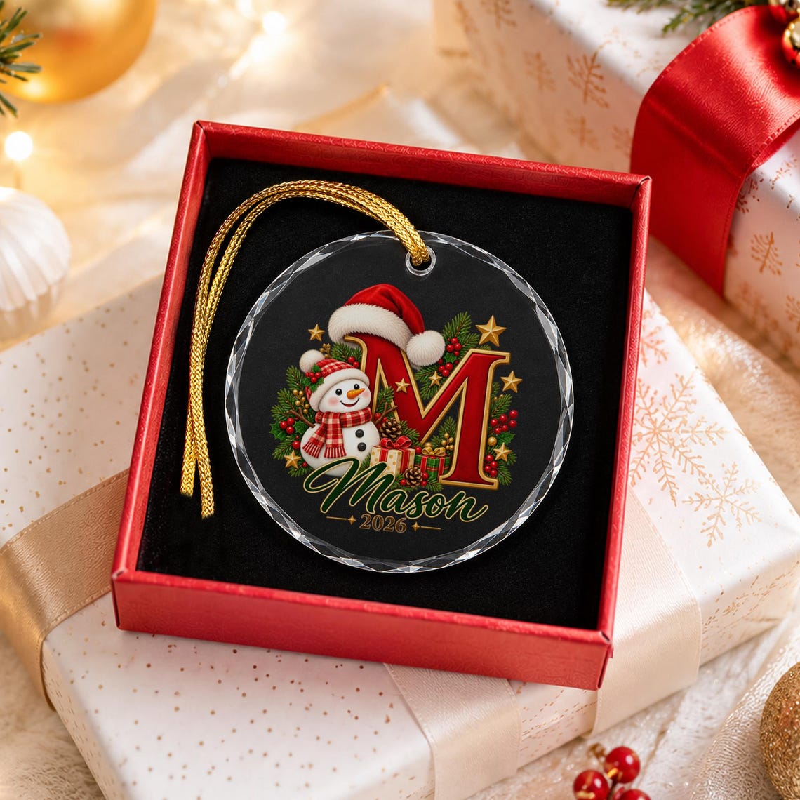 Personalized Snowman Glass Christmas Ornament, Custom Initial and Name Ornament, Round or Heart Glass, Kids Christmas Gift 757f4355-829a-4c8d-a372-9de162ce2601-6.jpg