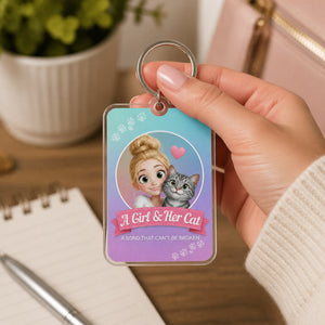 A Girl & Her Cat – Photo Portrait Acrylic Tag Keychain - Personalized Acrylic Tag Keychain 759c6919-5640-44f5-a70e-48bb41840cb1.jpg
