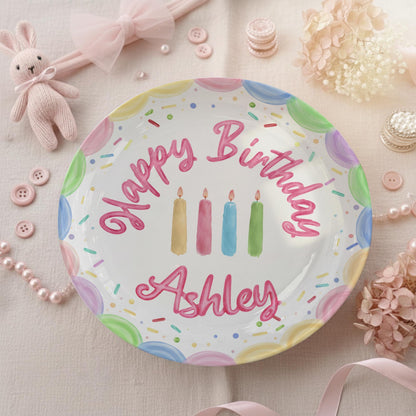 Personalized Birthday Plate, Custom Ceramic Cake Plate with Pastel Candles & Sprinkles, Custom Name Birthday Gift, Keepsake Decor 75b7f6c3-ae52-49ad-abe5-5215f08dfd35-7.jpg